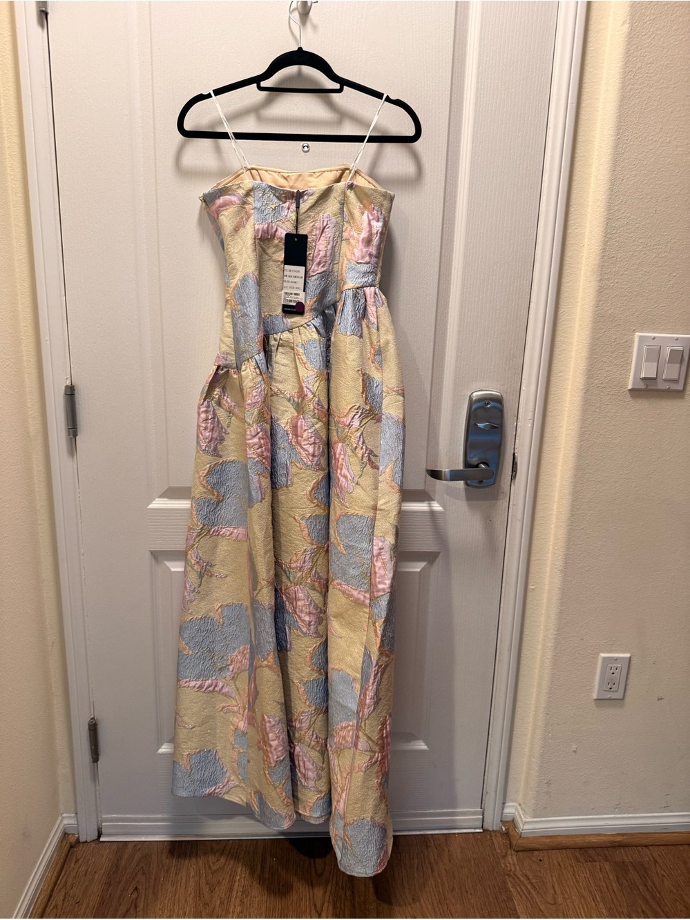 Elliatt Strapless Jacquard Gown in Blush, Lavender and Pale Blue - Picture 8 of 9